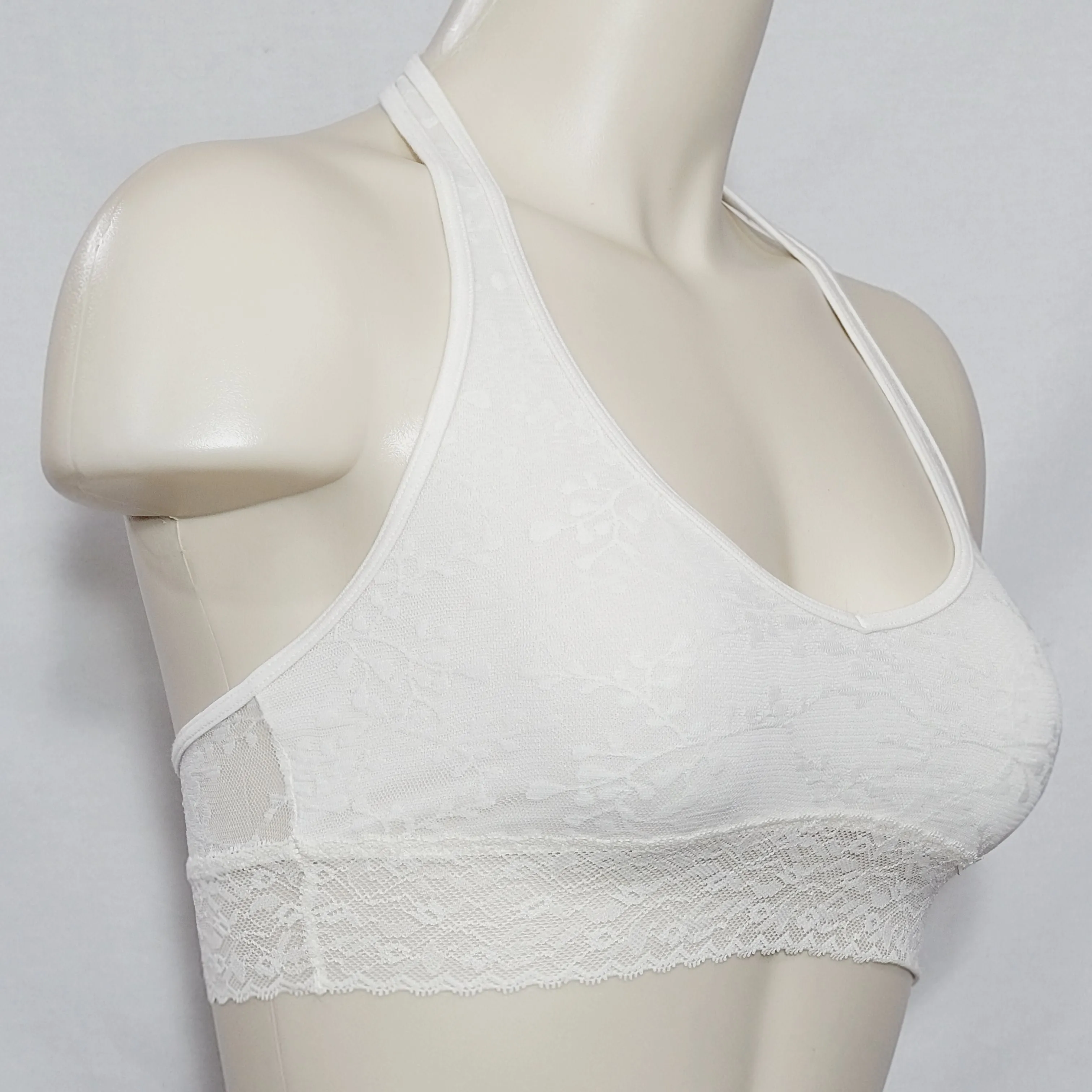 Calvin Klein QF4044 Bare Lace Halter Bralette SMALL Ivory NWT