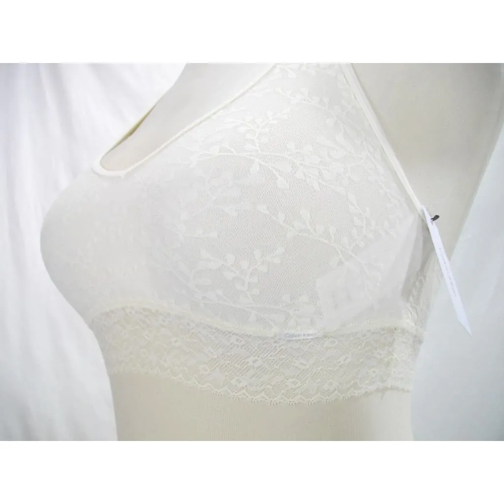 Calvin Klein QF4044 Bare Lace Halter Bralette SMALL Ivory NWT