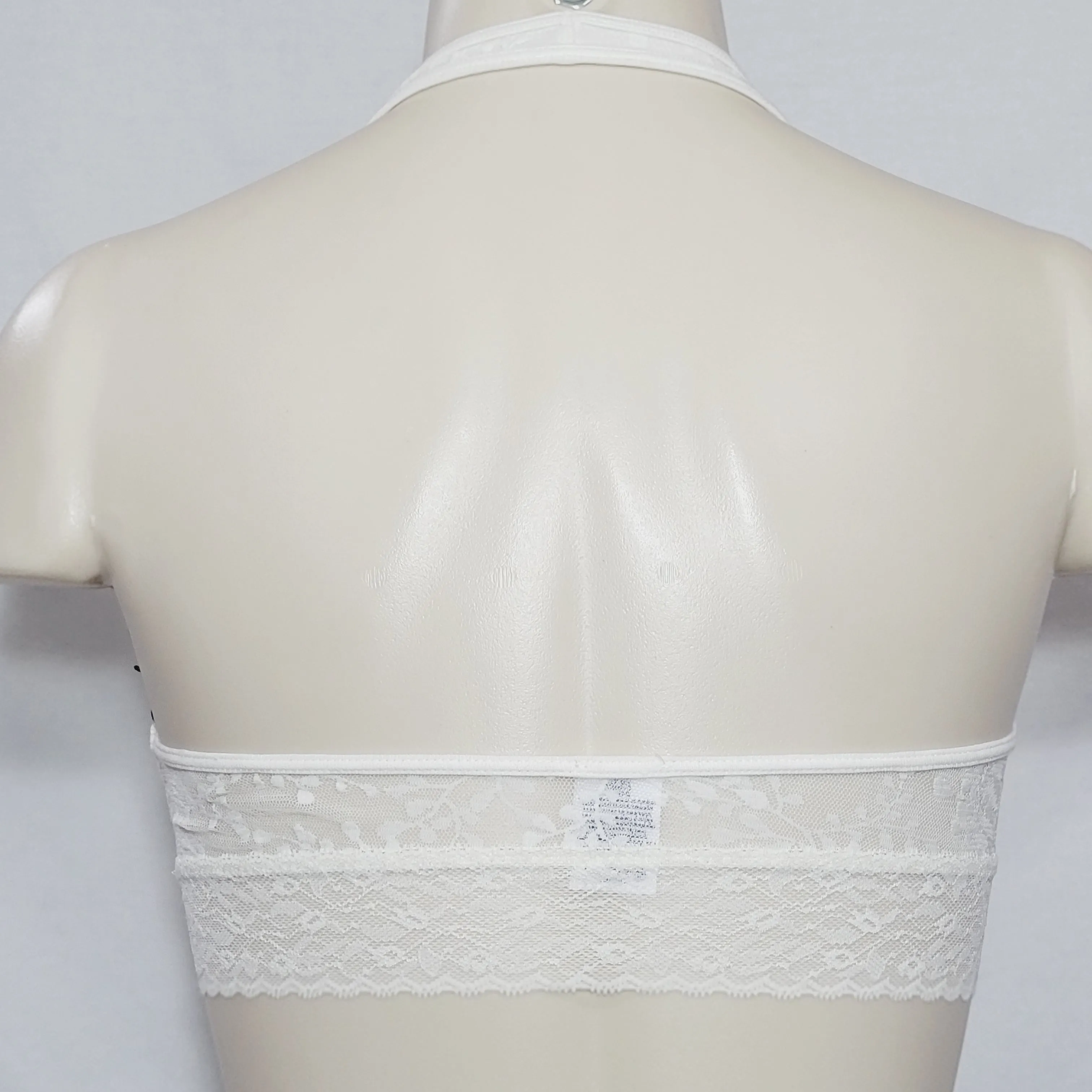 Calvin Klein QF4044 Bare Lace Halter Bralette SMALL Ivory NWT