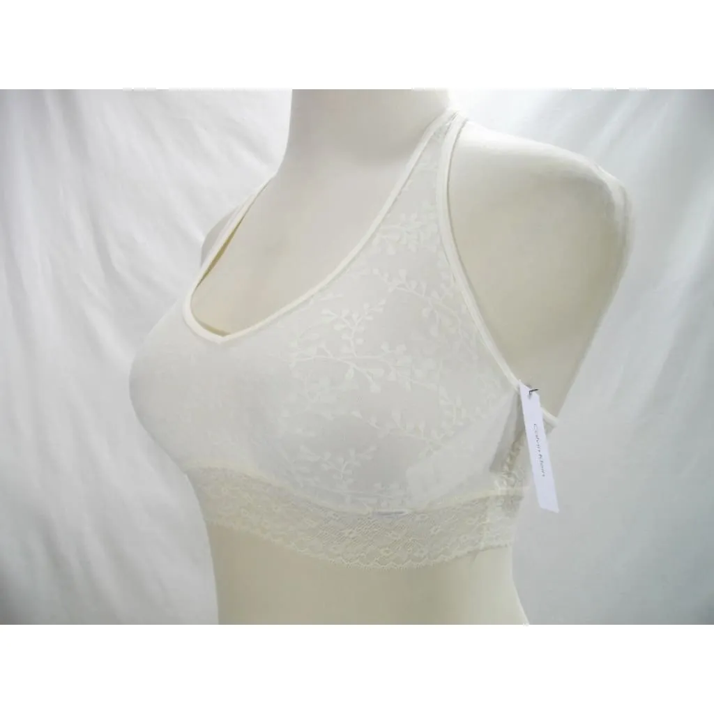 Calvin Klein QF4044 Bare Lace Halter Bralette SMALL Ivory NWT