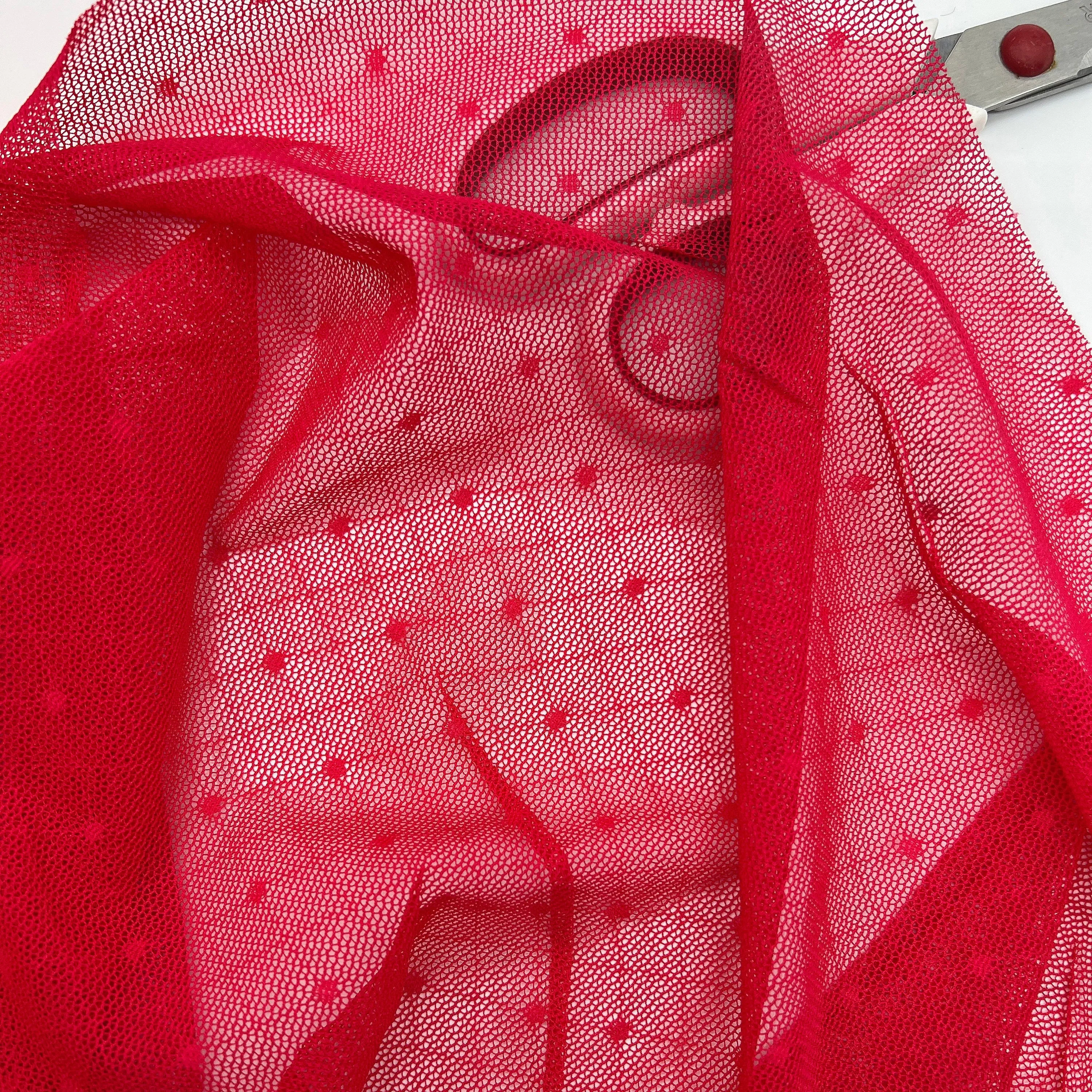 Dot Stretch Mesh Fabric, by the 1/2 Yard, Lightweight Power Mesh, High Quality