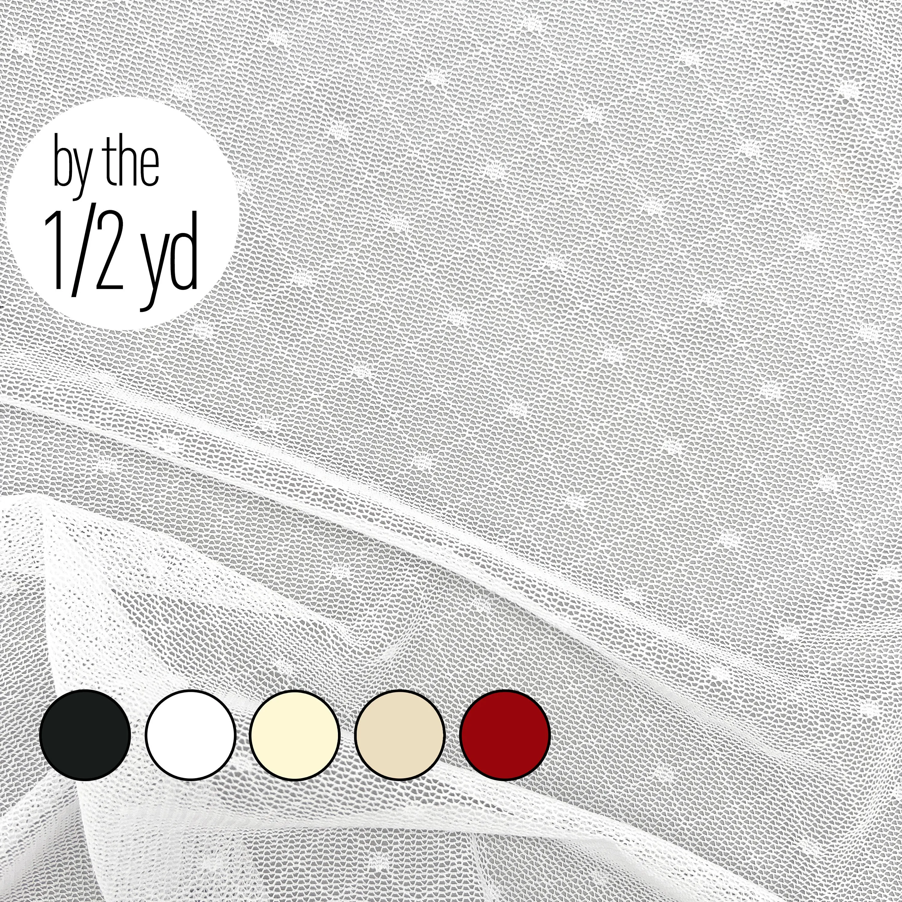 Dot Stretch Mesh Fabric, by the 1/2 Yard, Lightweight Power Mesh, High Quality